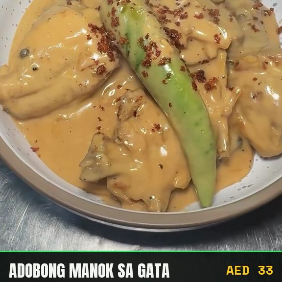 Filipino adobo cooked with coconut milk at Pinoy Tambayan
