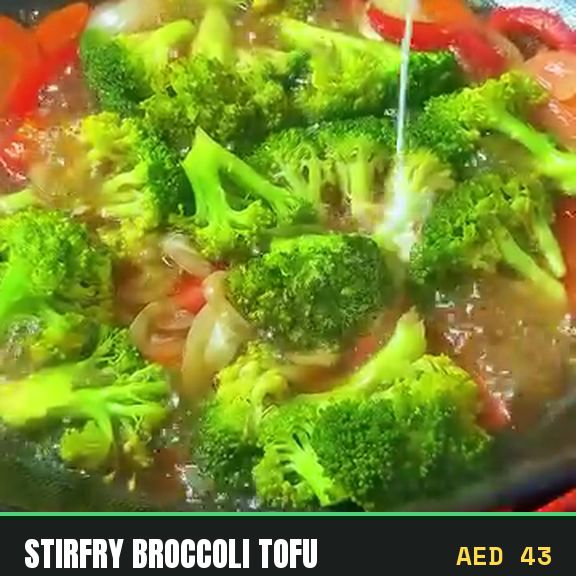 Broccoli and tofu stir fried at Pinoy Tambayan